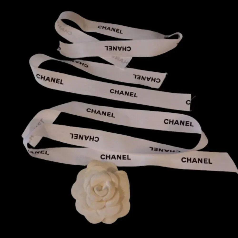 Chanel Ribbons With Camellia Paper Flower Flaws See Description